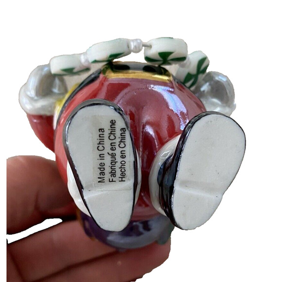 Vtg Santa Christmas Ornament Santa with Bag of Toys Glossy Ceramic Ornament - Picture 6 of 7